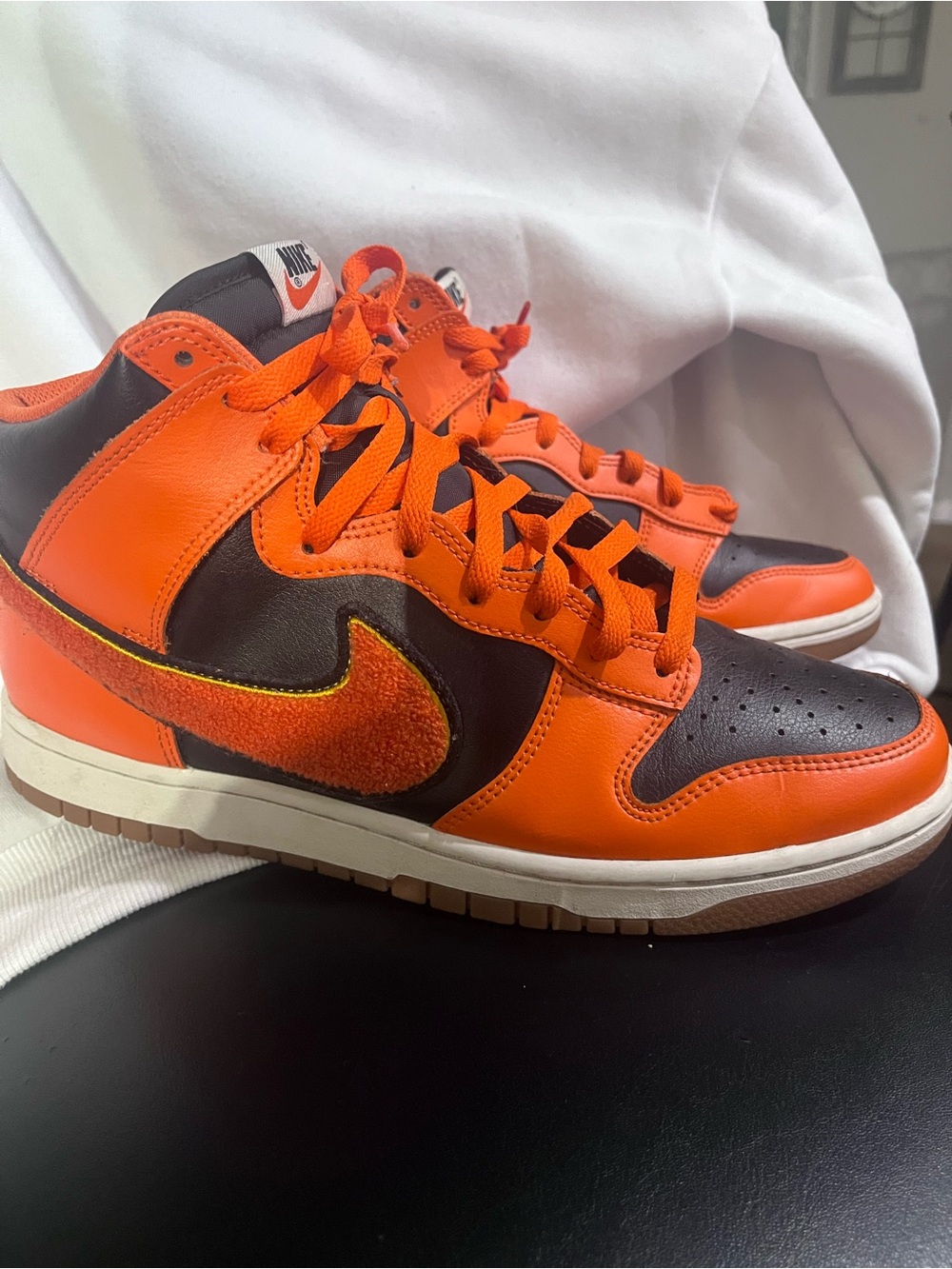 Nike Dunk High Retro "Chenille Swoosh - Safety Orange"